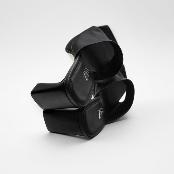 NWT Zara Leather Heeled Platform Mules - Picture 3 of 8